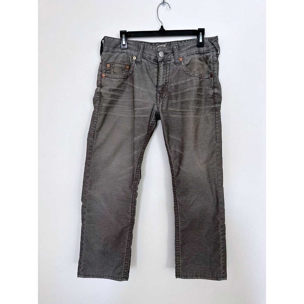 Y2K True Religion Bobby Corduroy Jeans 33 Regular Straight Gray Flap Pocket